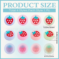 4Pcs 4 Colors Silicone Replacement Strawberry Thumb Grip Caps&nbsp;AJEW-GF0009-57