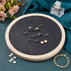 92-Slot Wooden Ring Jewelry Display Round Tray&nbsp;EDIS-WH0030-20B