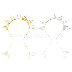 2Pcs 2 Colors Alloy Hair Bands&nbsp;OHAR-CY0001-04