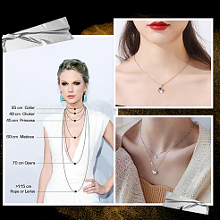 Anti-Tarnish 2Pcs Rhodium Plated 925 Sterling Silver Boston Link Chain Necklaces Set&nbsp;STER-BBC0006-13A