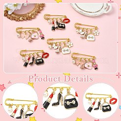 6Pcs 3 Style Steel Brooches&nbsp;JEWB-CJ00006