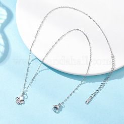 Clover Brass Pendant 304 Stainless Steel Cable Chain Necklaces for Women&nbsp;NJEW-JN05601-02
