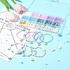 DIY Synthetic Turquoise & Seed Beads Bracelets Making Kits&nbsp;DIY-FS0007-01