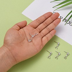 Anti-Tarnish Rhodium Plated 925 Sterling Silver Dangle Stud Earing Settings&nbsp;STER-K038-008P