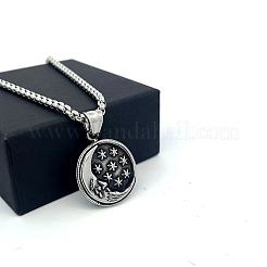 Men's 304 Stainless Steel Moon Star Pendant Punk Vintage Necklaces&nbsp;LS-LK3922