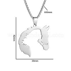 201 Stainless Steel Girl Cut Out Horsehead Pendant Necklaces for Women&nbsp;WGF6804-01