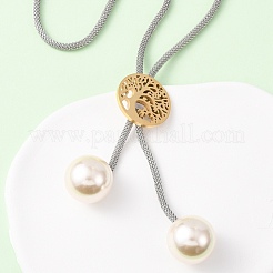 304 Stainless Steel Tree of Life Lariat Necklaces for Women&nbsp;NJEW-B149-04GP-01
