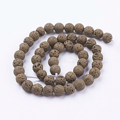 PVD Vacuum Plating Electroplated Natural Lava Rock Beads Strands&nbsp;G-K259-58-8mm-04