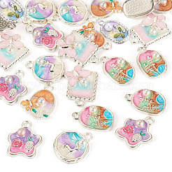 24Pcs 6 Styles Alloy Enamel Pendants&nbsp;ENAM-TA0003-27