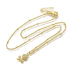Brass Micro Pave Clear Cubic Zirconia Flower Pendant Necklaces for Women&nbsp;NJEW-A039-01B-G
