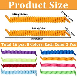 8 Pairs 8 Colors Polyester Curly No Tie Spring Shoelaces&nbsp;AJEW-CP0010-32C