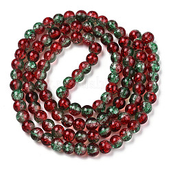 Two-Tone Crackle Baking Paint Transparent Glass Beads Strands&nbsp;CCG-T004-8mm-06