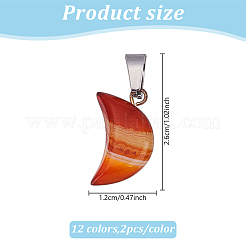 24Pcs 12 Styles Moon Gemstone Pendants&nbsp;G-HY0001-80