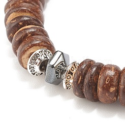 Coconut & Synthetic Hematite Stretch Bracelet&nbsp;BJEW-JB07990