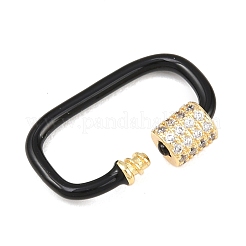 Oval Brass Micro Pave Clear Cubic Zirconia Screw Carabiner Clasps&nbsp;KK-B167-01B-04G