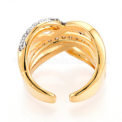 Brass Micro Pave Clear Cubic Zirconia Cuff Rings&nbsp;KK-T074-19G