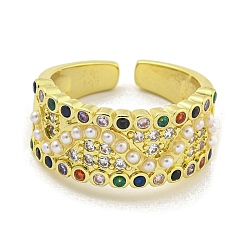 Brass Micro Pave Cubic Zirconia Cuff Rings&nbsp;RJEW-L113-002G
