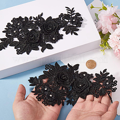 2 Pairs Polyester with Rhinestone Iron on/Sew On Patches&nbsp;DIY-GF0013-17A