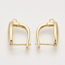 Brass Hoop Earring Findings with Latch Back Closure&nbsp;KK-T048-019G-NF