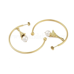 Ion Plating(IP) 304 Stainless Steel C-Shaped with Eiffel Tower Stud Earrings for Women&nbsp;EJEW-K281-33G