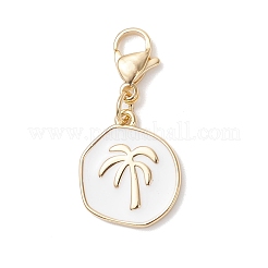 Flat Round Brass Enamel Pendant Decorations&nbsp;HJEW-JM04445