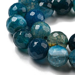 Faceted Natural Dragon Veins Agate Beads Strands&nbsp;X-G-F447-12mm-P05