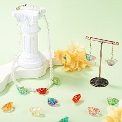 50Pcs 10 Colors Baking Paint and Golden Metal Enlaced Glass Beads&nbsp;DGLA-TA0001-64