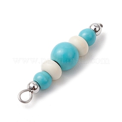 Dyed Synthetic Turquoise Round Rondelle Beaded Pendants&nbsp;PALLOY-JF03988-02