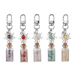 Glass Wishing Bottle with Natural & Synthetic Gemstone Chips inside Pendant Decorations&nbsp;GG-CJ167A