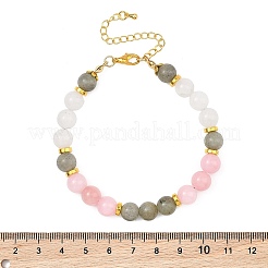 Natural Mashan Jade and White Jade and Labradorite Round Beaded Bracelets for Women&nbsp;BJEW-JB13589