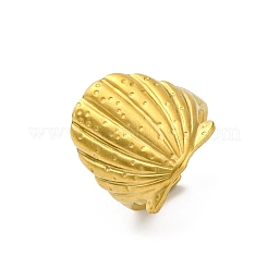 Shell Shape 304 Stainless Steel Open Cuff Rings for Women&nbsp;RJEW-M019-01G