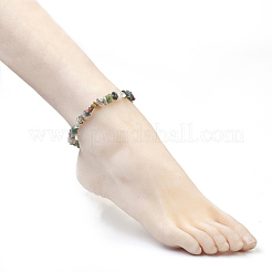 Natural Indian Agate Chip Beads Anklets&nbsp;AJEW-AN00229-06