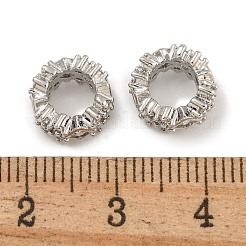 Brass Micro Pave Clear Cubic Zirconia Rondelle European Beads&nbsp;KK-U030-05P