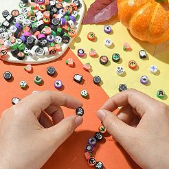 200Pcs 2 Styles Halloween Handmade Polymer Clay Beads&nbsp;CLAY-CJ0001-86