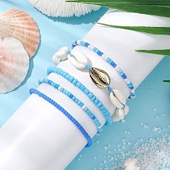 5Pcs 4 Styles Glass Seed Beaded Bracelet Set & 1 Pcs Shell Beads Bracelets&nbsp;BJEW-TA00587-03