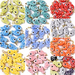 10Pcs Hand Painted Polka Dot Fish Porcelain Pendants&nbsp;PALLOY-YW00115-01