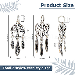 2Pcs 2 Styles 925 Sterling Silver Pendants&nbsp;STER-HS0001-07