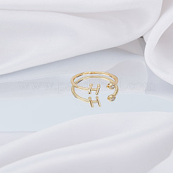 1Pc Brass Micro Pave Clear Cubic Zirconia Open Cuff Rings for Women&nbsp;RJEW-LP0002-37H