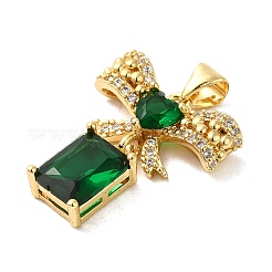 Rack Plating Brass Micro Pave Cubic Zirconia Pendants&nbsp;KK-P241-19G-03