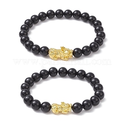 Natural Obsidian Stretch Bracelets Sets&nbsp;BJEW-JB12183