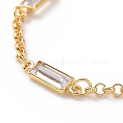 Rectangle Cubic Zirconia Chain Bracelets&nbsp;BJEW-G654-02G-02