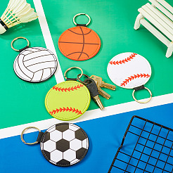 5 Styles Sport Theme PU Leather Keychain&nbsp;SJEW-TA0001-06