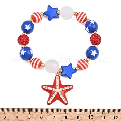 Independence Day Printed Resin Stretch Bead Bracelets for Women&nbsp;RE-CBA6B51-01