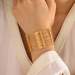 Hollow Brass Flower Wide Link Bracelets for Women&nbsp;SO2593