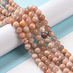 Round Natural Multi-Moonstone Beads Strands&nbsp;X1-G-I176-09-6mm