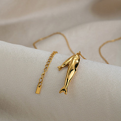 Ocean 304 Stainless Steel Double Fish Pendant Necklaces for Women&nbsp;WI5548