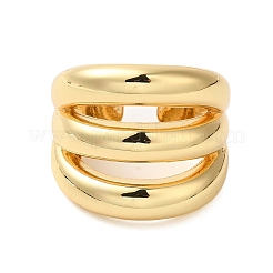 Three-layer Brass Open Cuff Rings for Women&nbsp;RJEW-A046-08G