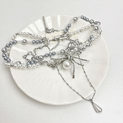 Spider Alloy & Plastic Imitation Pearl Pendant Multi Layered Necklaces for Women&nbsp;FS-WG1DFD4-01