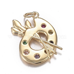 Brass Micro Colorful Cubic Zirconia Pendants&nbsp;X-ZIRC-F120-051G