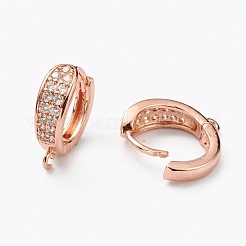 Brass Micro Pave Clear Cubic Zirconia Stud Earring Findings&nbsp;ZIRC-L097-024RG
